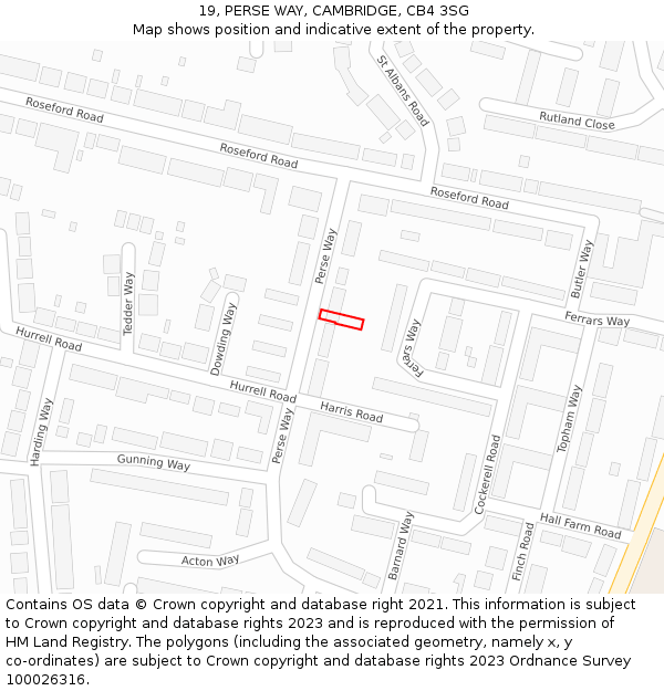 19, PERSE WAY, CAMBRIDGE, CB4 3SG: Location map and indicative extent of plot