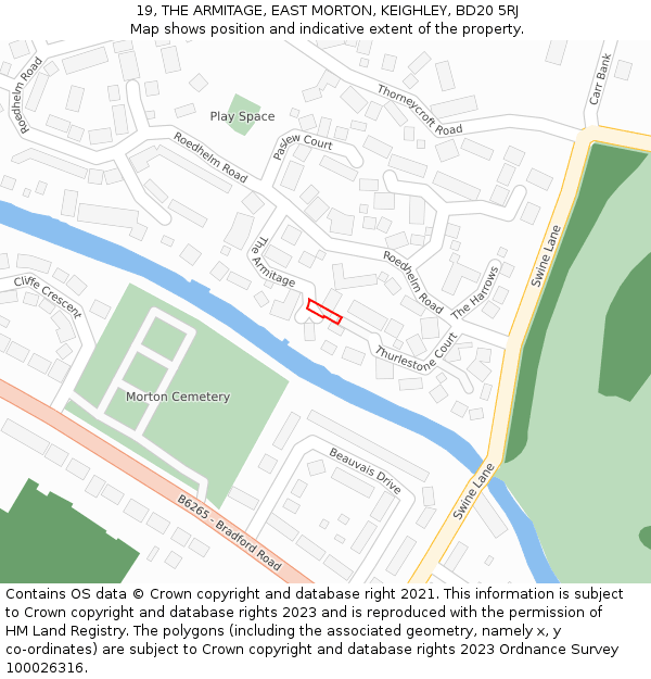 19, THE ARMITAGE, EAST MORTON, KEIGHLEY, BD20 5RJ: Location map and indicative extent of plot