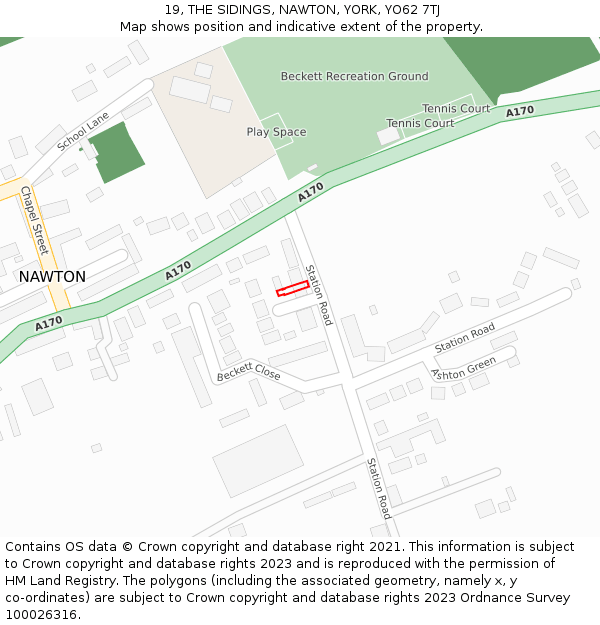 19, THE SIDINGS, NAWTON, YORK, YO62 7TJ: Location map and indicative extent of plot