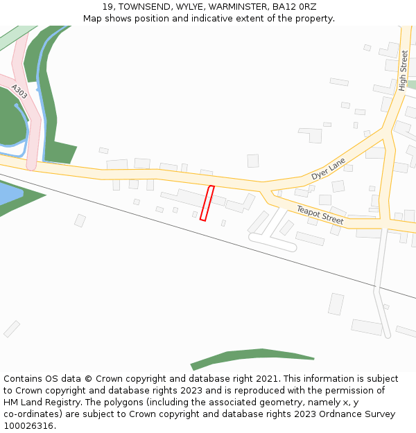 19, TOWNSEND, WYLYE, WARMINSTER, BA12 0RZ: Location map and indicative extent of plot