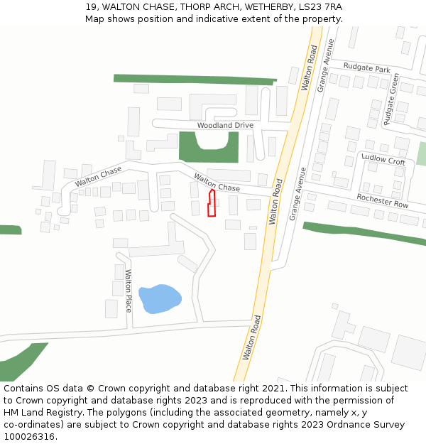 19, WALTON CHASE, THORP ARCH, WETHERBY, LS23 7RA: Location map and indicative extent of plot
