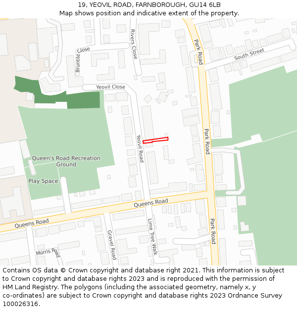 19, YEOVIL ROAD, FARNBOROUGH, GU14 6LB: Location map and indicative extent of plot