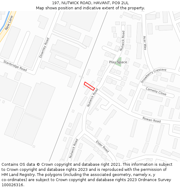 197, NUTWICK ROAD, HAVANT, PO9 2UL: Location map and indicative extent of plot
