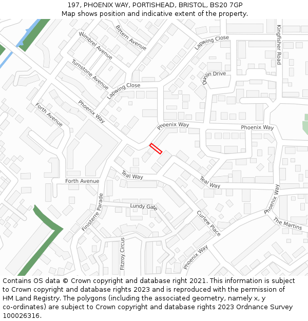 197, PHOENIX WAY, PORTISHEAD, BRISTOL, BS20 7GP: Location map and indicative extent of plot
