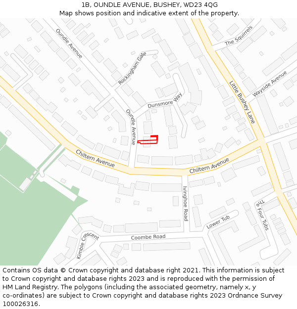 1B, OUNDLE AVENUE, BUSHEY, WD23 4QG: Location map and indicative extent of plot
