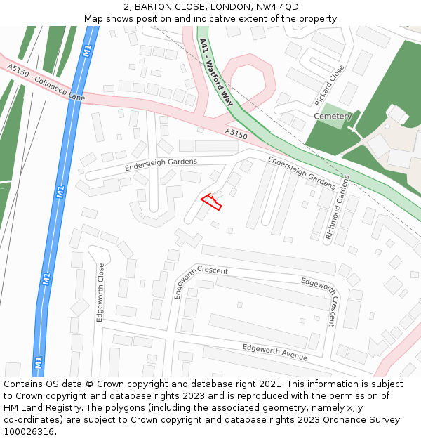 2, BARTON CLOSE, LONDON, NW4 4QD: Location map and indicative extent of plot