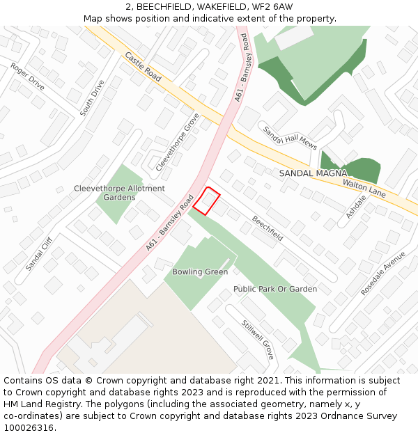 2, BEECHFIELD, WAKEFIELD, WF2 6AW: Location map and indicative extent of plot