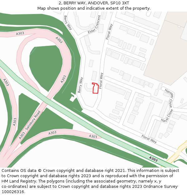 2, BERRY WAY, ANDOVER, SP10 3XT: Location map and indicative extent of plot