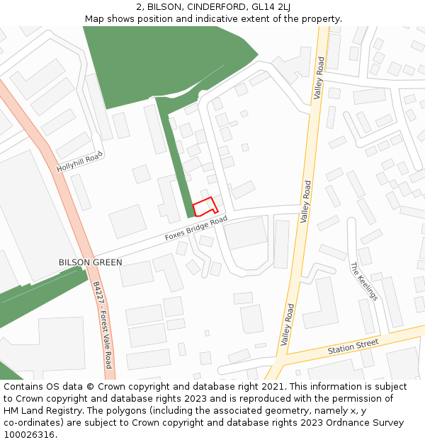 2, BILSON, CINDERFORD, GL14 2LJ: Location map and indicative extent of plot