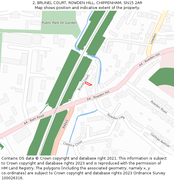 2, BRUNEL COURT, ROWDEN HILL, CHIPPENHAM, SN15 2AR: Location map and indicative extent of plot