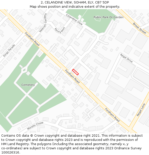 2, CELANDINE VIEW, SOHAM, ELY, CB7 5DP: Location map and indicative extent of plot