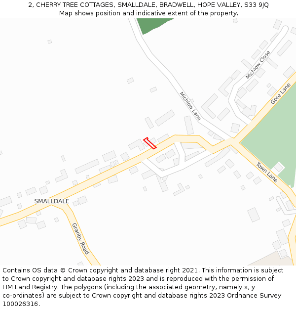 2, CHERRY TREE COTTAGES, SMALLDALE, BRADWELL, HOPE VALLEY, S33 9JQ: Location map and indicative extent of plot