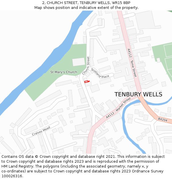 2, CHURCH STREET, TENBURY WELLS, WR15 8BP: Location map and indicative extent of plot