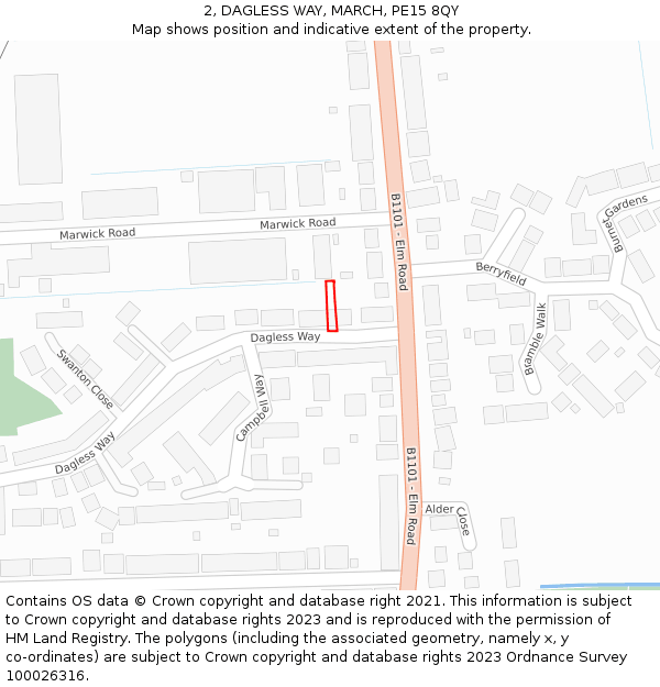 2, DAGLESS WAY, MARCH, PE15 8QY: Location map and indicative extent of plot