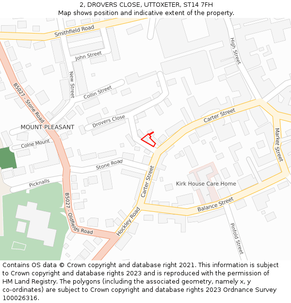 2, DROVERS CLOSE, UTTOXETER, ST14 7FH: Location map and indicative extent of plot