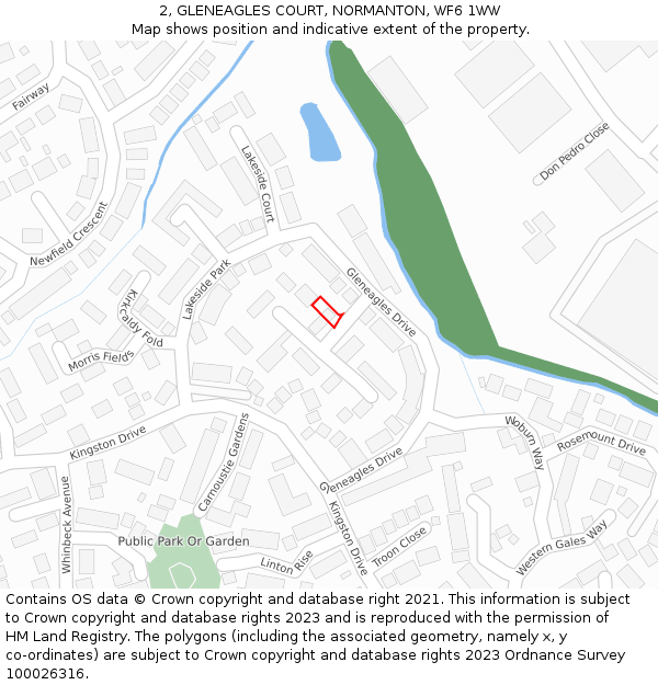 2, GLENEAGLES COURT, NORMANTON, WF6 1WW: Location map and indicative extent of plot