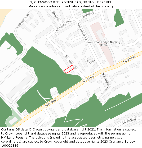 2, GLENWOOD RISE, PORTISHEAD, BRISTOL, BS20 8EH: Location map and indicative extent of plot