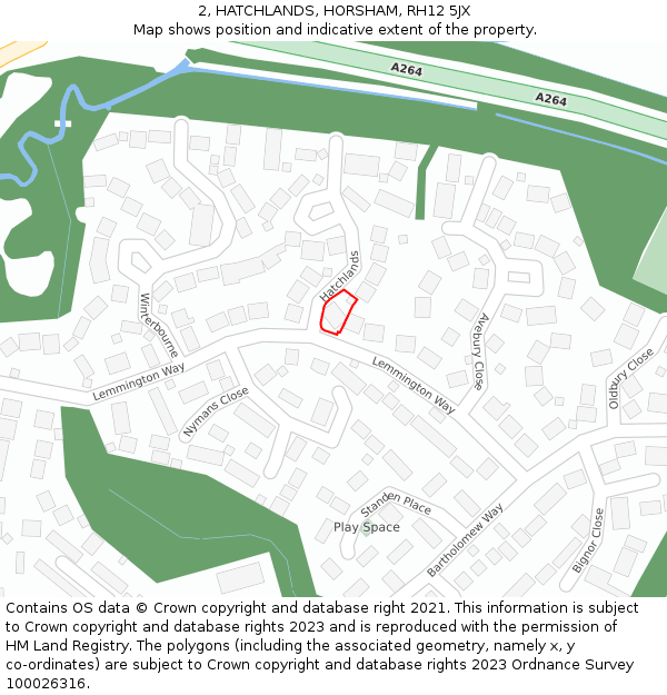 2, HATCHLANDS, HORSHAM, RH12 5JX: Location map and indicative extent of plot