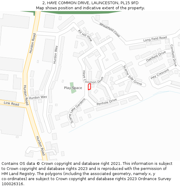 2, HAYE COMMON DRIVE, LAUNCESTON, PL15 9FD: Location map and indicative extent of plot