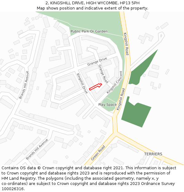 2, KINGSHILL DRIVE, HIGH WYCOMBE, HP13 5PH: Location map and indicative extent of plot