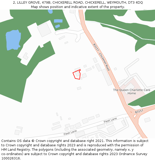 2, LILLEY GROVE, 479B, CHICKERELL ROAD, CHICKERELL, WEYMOUTH, DT3 4DQ: Location map and indicative extent of plot