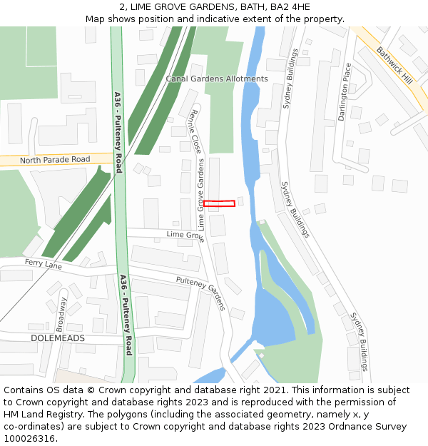 2, LIME GROVE GARDENS, BATH, BA2 4HE: Location map and indicative extent of plot