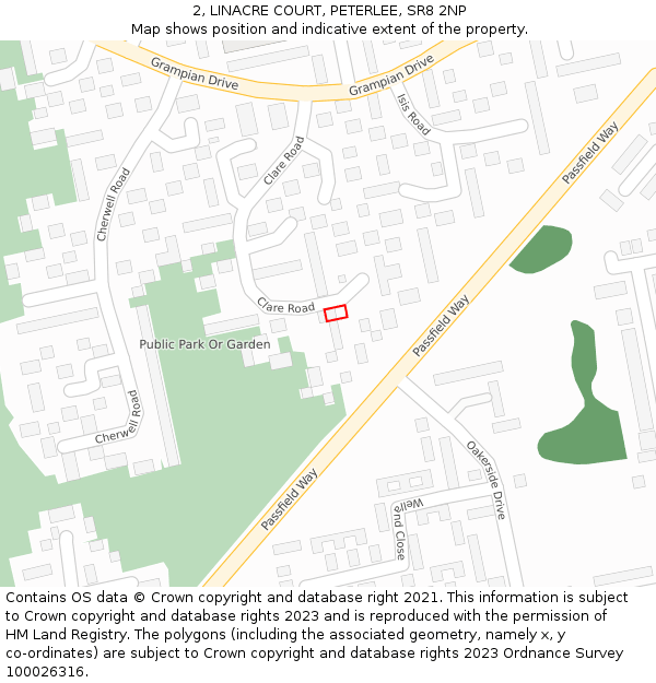 2, LINACRE COURT, PETERLEE, SR8 2NP: Location map and indicative extent of plot