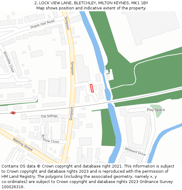 2, LOCK VIEW LANE, BLETCHLEY, MILTON KEYNES, MK1 1BY: Location map and indicative extent of plot