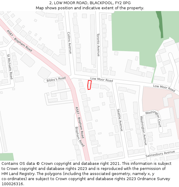 2, LOW MOOR ROAD, BLACKPOOL, FY2 0PG: Location map and indicative extent of plot
