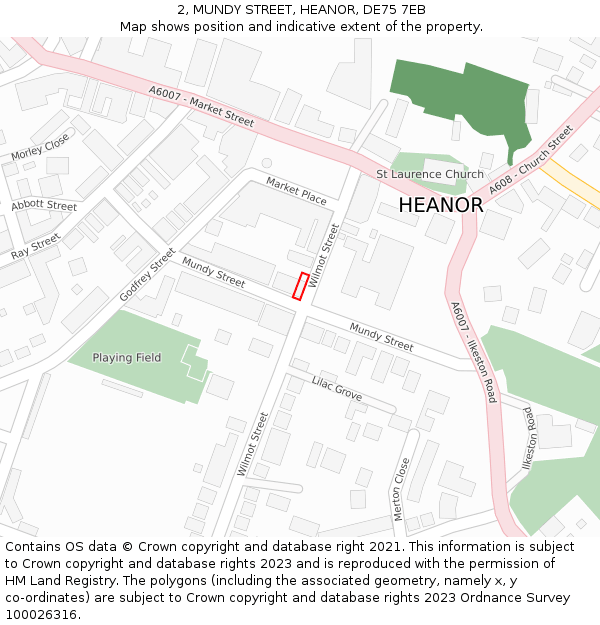 2, MUNDY STREET, HEANOR, DE75 7EB: Location map and indicative extent of plot