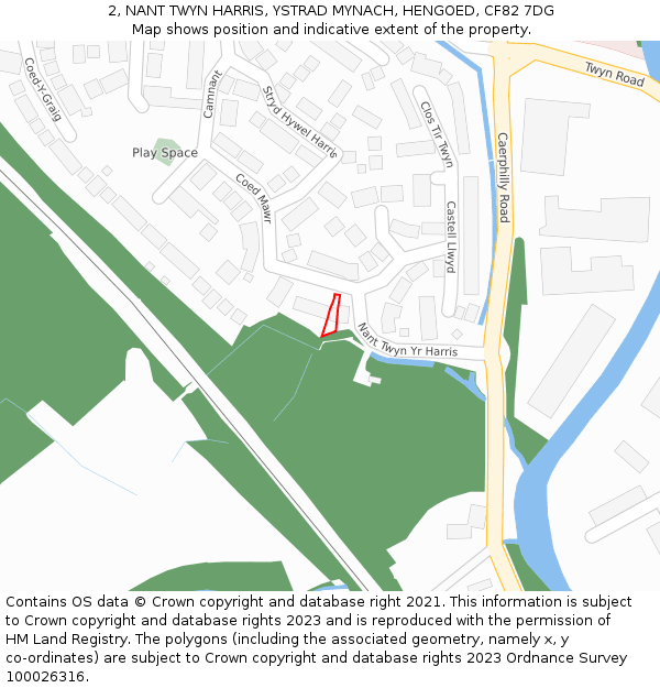 2, NANT TWYN HARRIS, YSTRAD MYNACH, HENGOED, CF82 7DG: Location map and indicative extent of plot