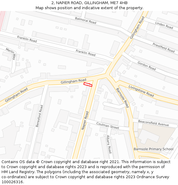2, NAPIER ROAD, GILLINGHAM, ME7 4HB: Location map and indicative extent of plot