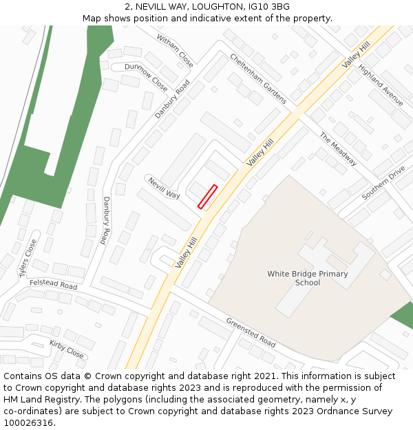 2, NEVILL WAY, LOUGHTON, IG10 3BG: Location map and indicative extent of plot