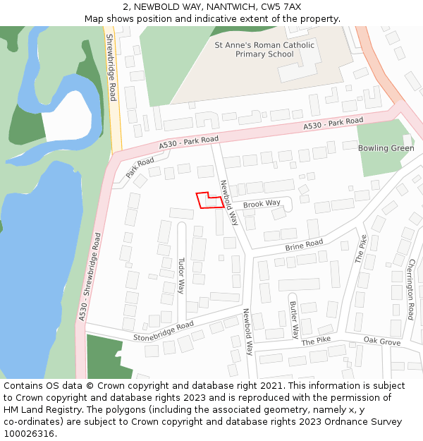 2, NEWBOLD WAY, NANTWICH, CW5 7AX: Location map and indicative extent of plot