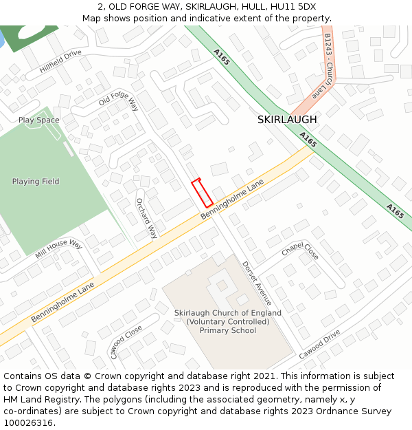 2, OLD FORGE WAY, SKIRLAUGH, HULL, HU11 5DX: Location map and indicative extent of plot