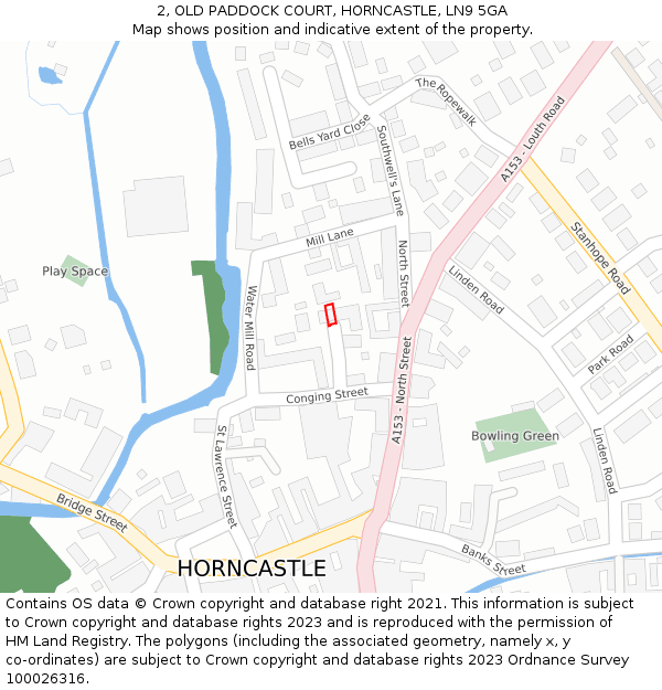2, OLD PADDOCK COURT, HORNCASTLE, LN9 5GA: Location map and indicative extent of plot