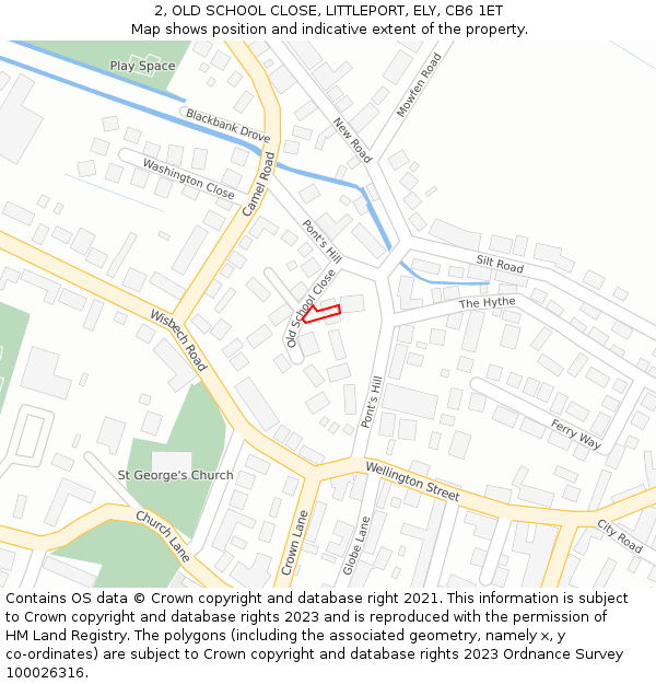 2, OLD SCHOOL CLOSE, LITTLEPORT, ELY, CB6 1ET: Location map and indicative extent of plot