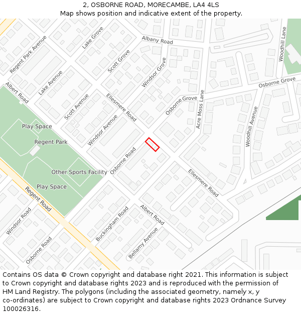 2, OSBORNE ROAD, MORECAMBE, LA4 4LS: Location map and indicative extent of plot
