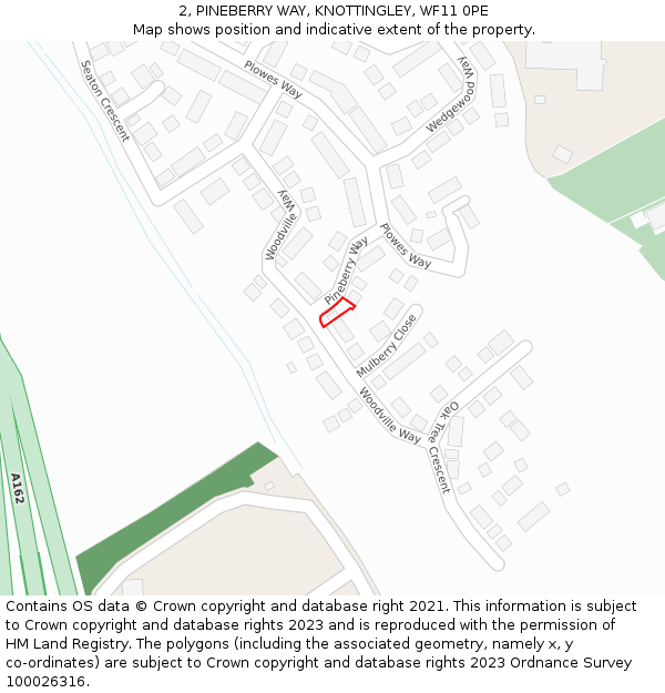 2, PINEBERRY WAY, KNOTTINGLEY, WF11 0PE: Location map and indicative extent of plot