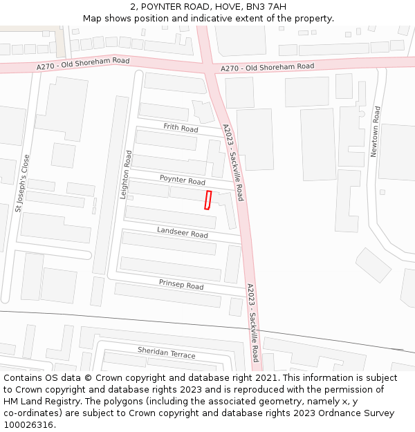 2, POYNTER ROAD, HOVE, BN3 7AH: Location map and indicative extent of plot