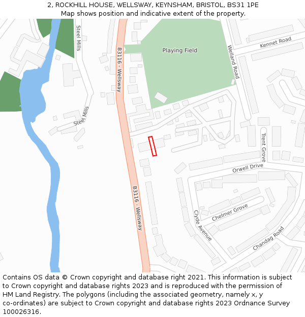 2, ROCKHILL HOUSE, WELLSWAY, KEYNSHAM, BRISTOL, BS31 1PE: Location map and indicative extent of plot
