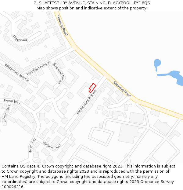 2, SHAFTESBURY AVENUE, STAINING, BLACKPOOL, FY3 8QS: Location map and indicative extent of plot