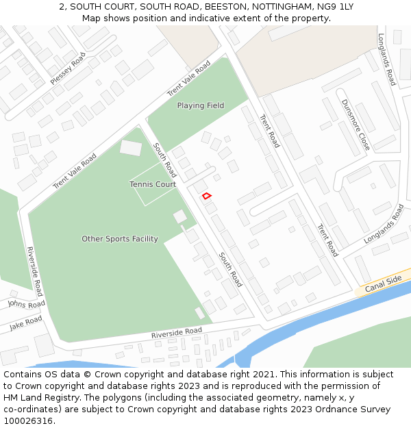 2, SOUTH COURT, SOUTH ROAD, BEESTON, NOTTINGHAM, NG9 1LY: Location map and indicative extent of plot