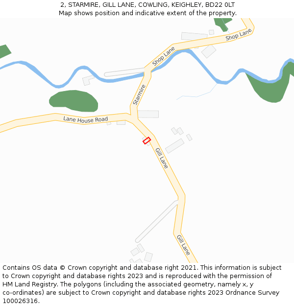 2, STARMIRE, GILL LANE, COWLING, KEIGHLEY, BD22 0LT: Location map and indicative extent of plot