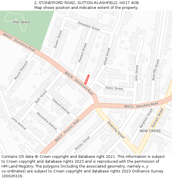 2, STONEYFORD ROAD, SUTTON-IN-ASHFIELD, NG17 4DB: Location map and indicative extent of plot