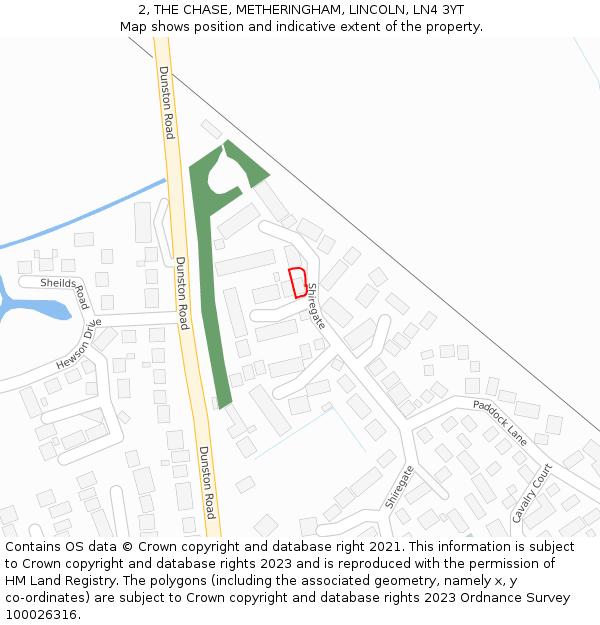 2, THE CHASE, METHERINGHAM, LINCOLN, LN4 3YT: Location map and indicative extent of plot
