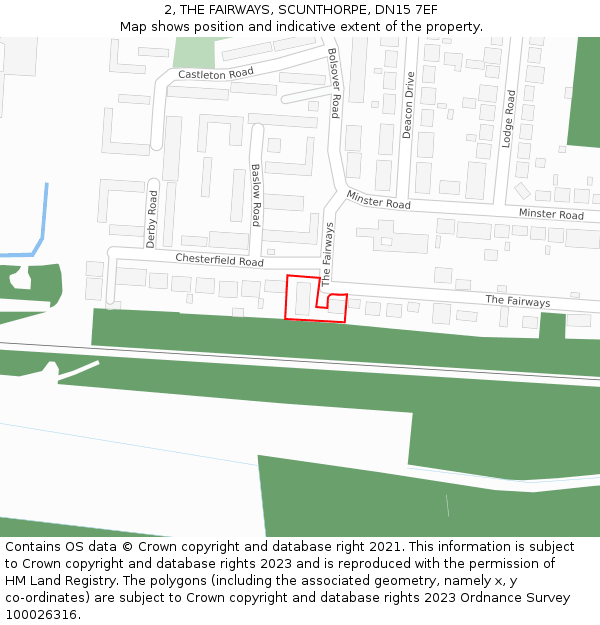 2, THE FAIRWAYS, SCUNTHORPE, DN15 7EF: Location map and indicative extent of plot