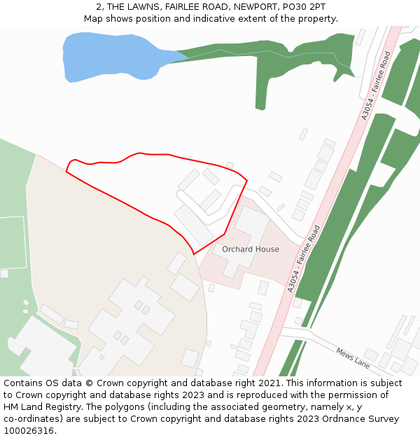 2, THE LAWNS, FAIRLEE ROAD, NEWPORT, PO30 2PT: Location map and indicative extent of plot