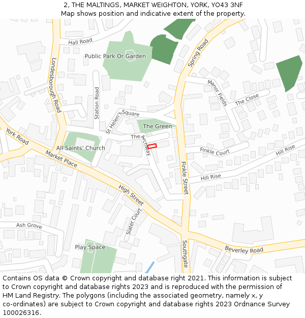 2, THE MALTINGS, MARKET WEIGHTON, YORK, YO43 3NF: Location map and indicative extent of plot