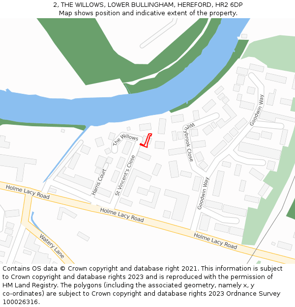 2, THE WILLOWS, LOWER BULLINGHAM, HEREFORD, HR2 6DP: Location map and indicative extent of plot
